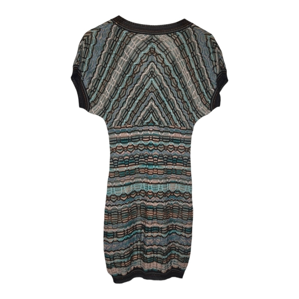 Missoni Womens Y2K Chevron Wave Multi Color Metallic Knit Bodycon Mini Dress 38 - Picture 2 of 8